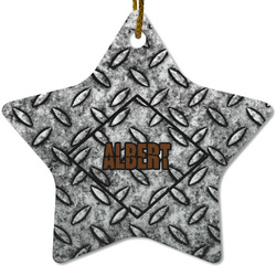 Diamond Plate Star Ceramic Ornament w/ Name or Text