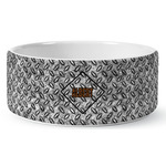 Diamond Plate Ceramic Dog Bowl - Medium (Personalized)
