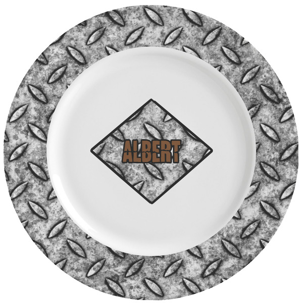Custom Diamond Plate Ceramic Dinner Plates (Set of 4) (Personalized)