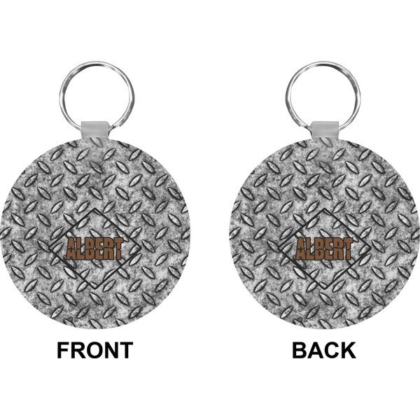 Diamond Plate Circle Keychain (Front + Back)