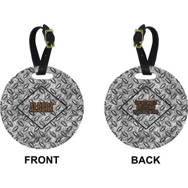 Diamond Plate Circle Luggage Tag (Front + Back)