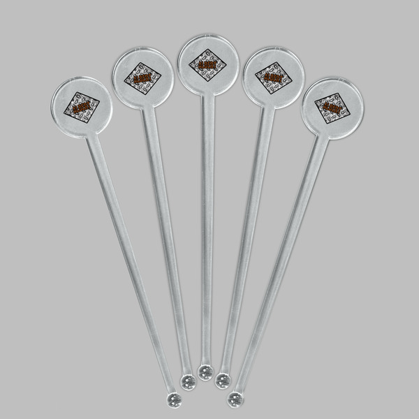 Diamond Plate Clear Plastic 7" Stir Stick - Round - Fan View