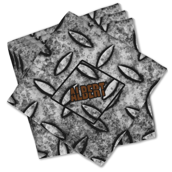 Custom Diamond Plate Cloth Cocktail Napkins - Set of 4 w/ Name or Text