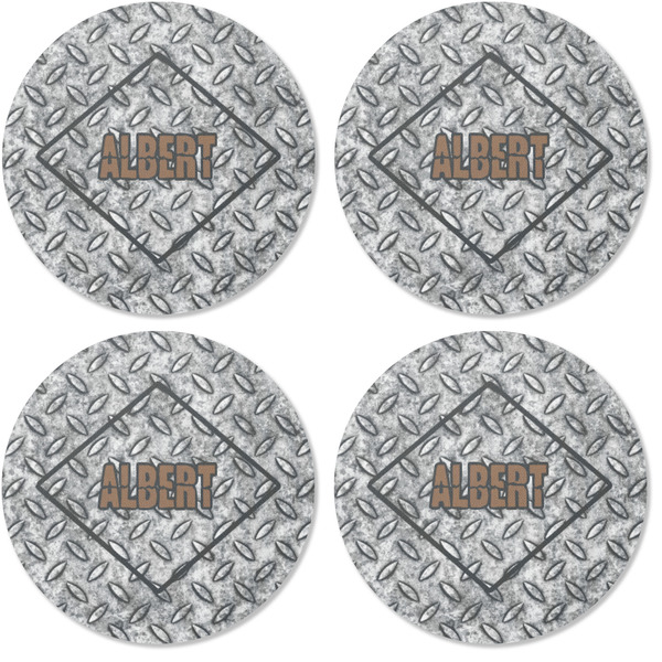 Diamond Plate Coaster Round Rubber Back - Apvl