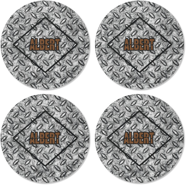 Diamond Plate Coaster Round Rubber Back - Apvl