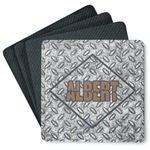 Diamond Plate Square Rubber Backed Coasters - Set of 4 (Personalized)