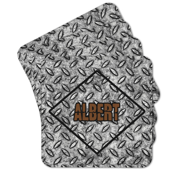 Custom Diamond Plate Cork Coaster - Set of 4 w/ Name or Text