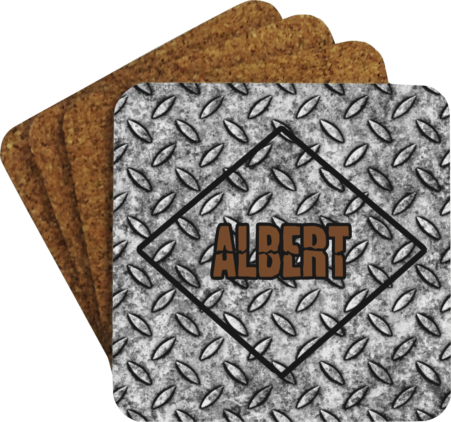 Diamond Plate Coaster Set w/ Stand (Personalized) YouCustomizeIt