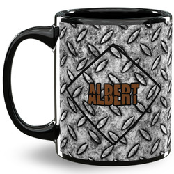 Diamond Plate 11 Oz Coffee Mug - Black (Personalized)