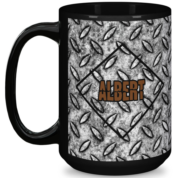 Custom Diamond Plate 15 Oz Coffee Mug - Black (Personalized)