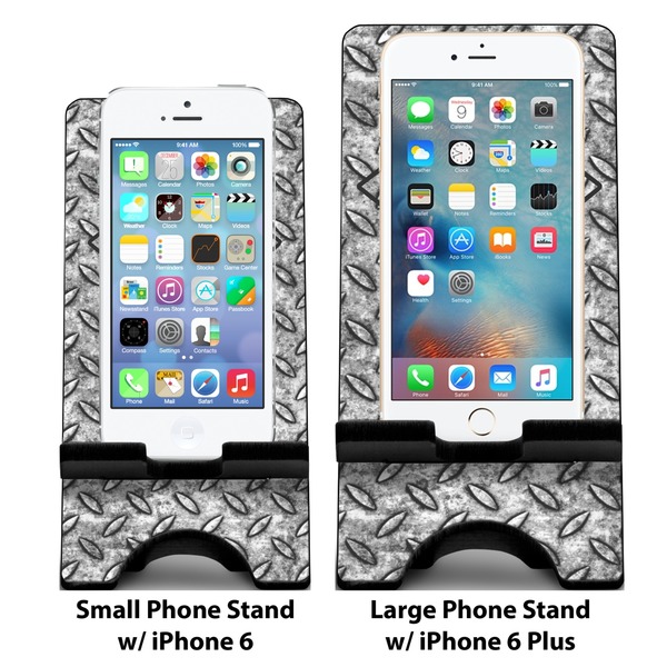 Diamond Plate Compare Phone Stand Sizes - with iPhones