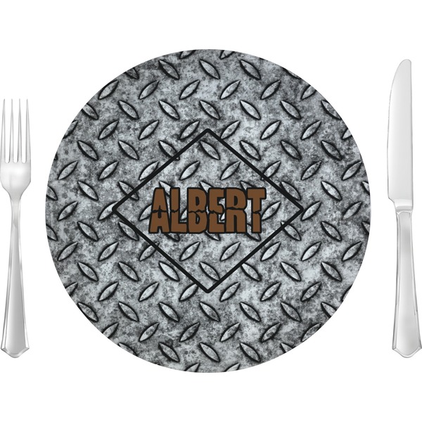 Custom Diamond Plate Glass Lunch / Dinner Plate 10" (Personalized)