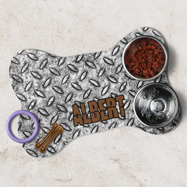 Diamond Plate Dog Bone Shaped Mat Lifestyle