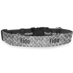 Diamond Plate Deluxe Dog Collar - Medium (11.5" to 17.5") (Personalized)