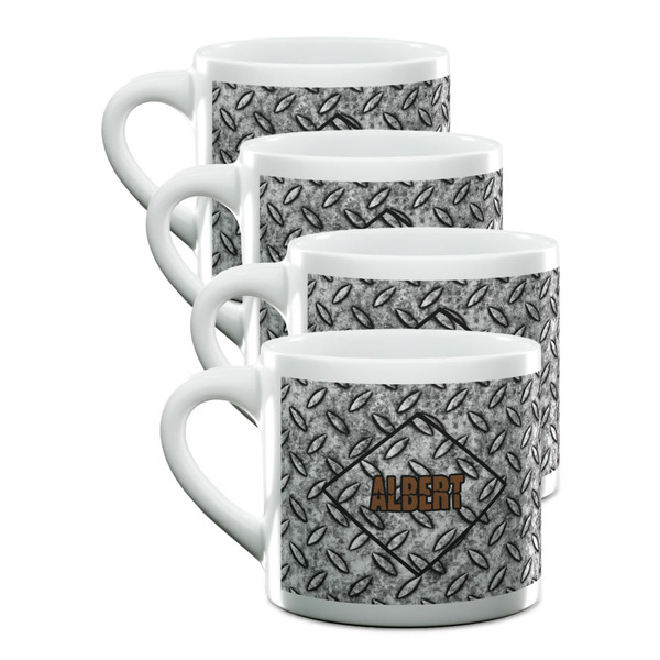 Custom Diamond Plate Double Shot Espresso Cups - Set of 4 (Personalized)