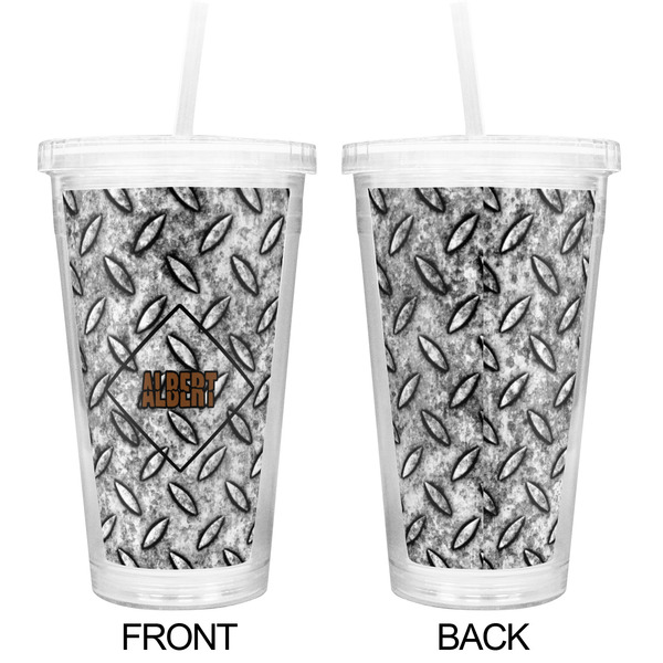 Diamond Plate Double Wall Tumbler with Straw - Approval