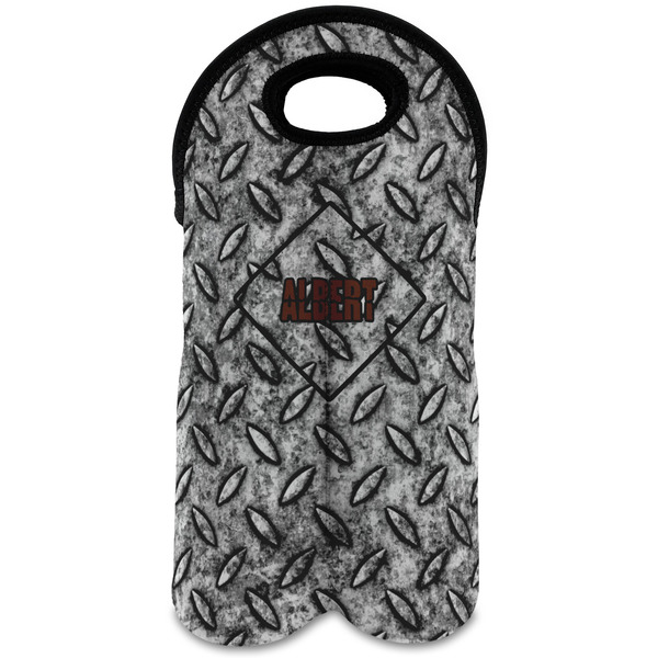 Custom Diamond Plate Wine Tote Bag (2 Bottles) (Personalized)