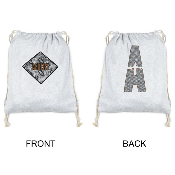 Diamond Plate Drawstring Backpacks - Sweatshirt Fleece - Double Sided - APPROVAL