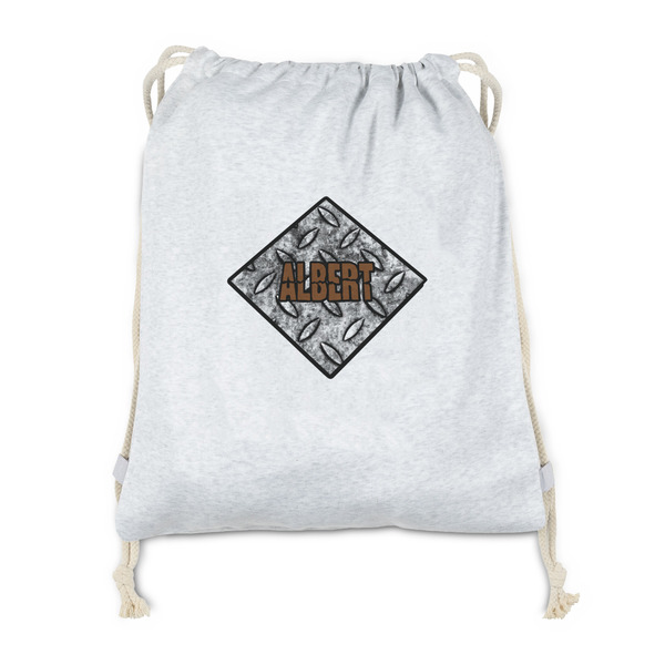 Custom Diamond Plate Drawstring Backpack - Sweatshirt Fleece - Double Sided (Personalized)