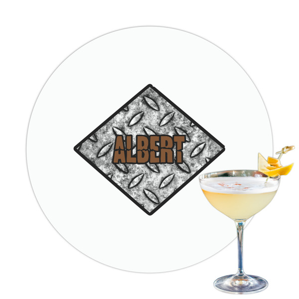 Custom Diamond Plate Printed Drink Topper - 3.25" (Personalized)