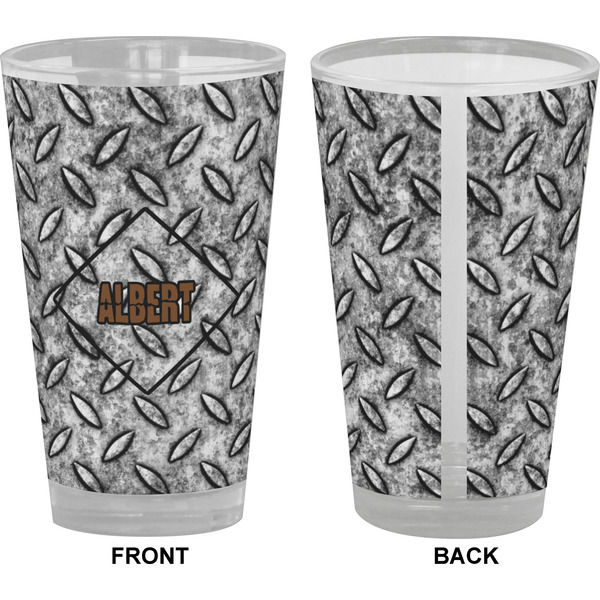 Diamond Plate Pint Glass - Full Color - Front & Back Views