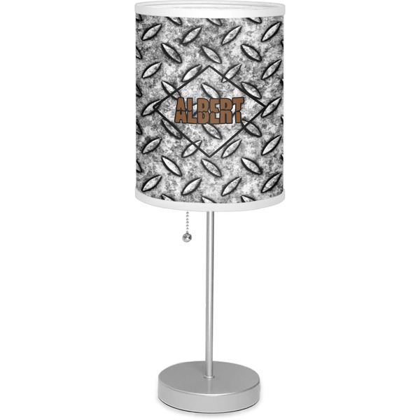 Custom Diamond Plate 7" Drum Lamp with Shade (Personalized)