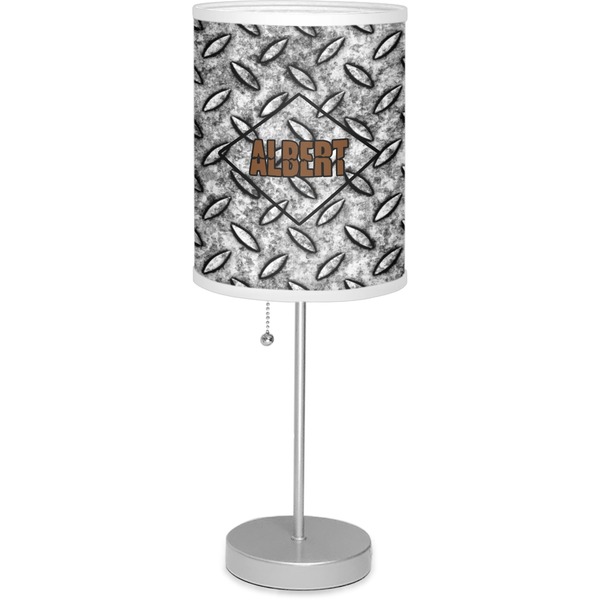 Custom Diamond Plate Lamp with Drum Shade (Personalized)