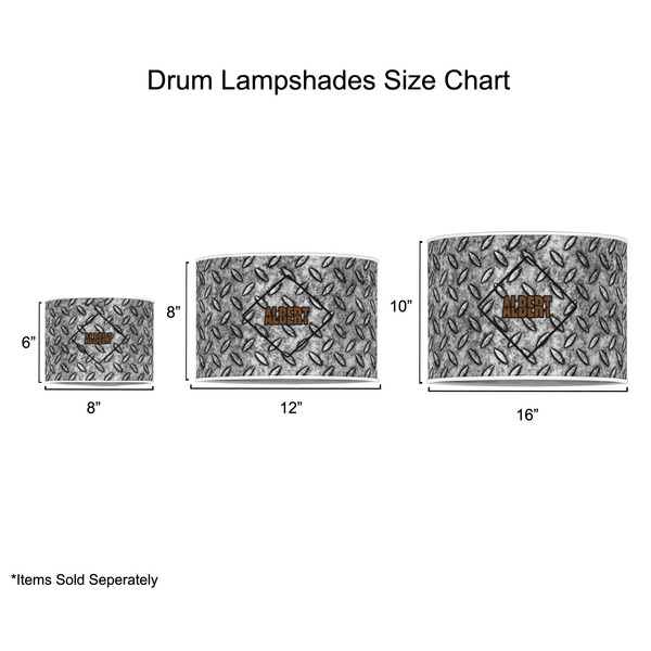 Diamond Plate Drum Lampshades - Sizing Chart