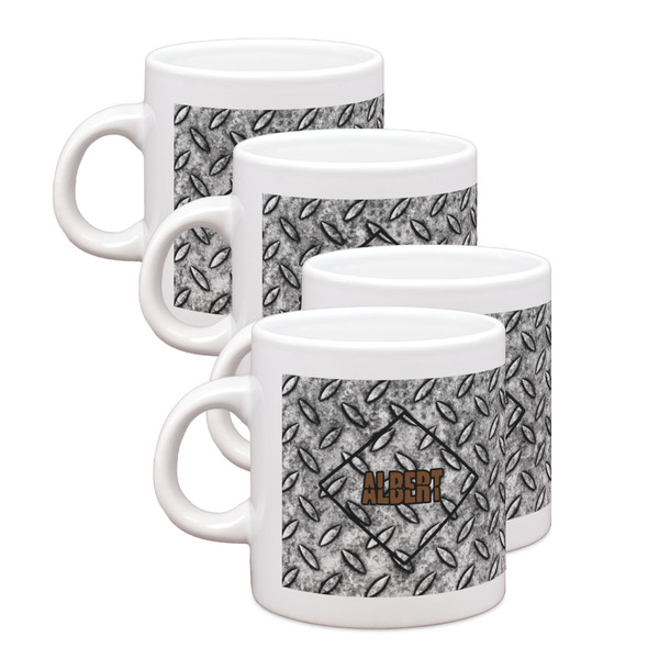 Custom Diamond Plate Single Shot Espresso Cups - Set of 4 (Personalized)