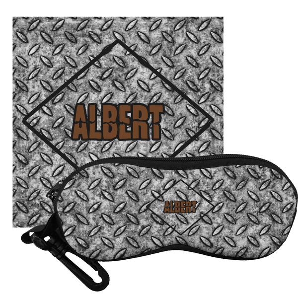 Custom Diamond Plate Eyeglass Case & Cloth (Personalized)