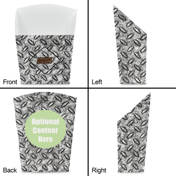 Diamond Plate French Fry Favor Box - Front & Back View