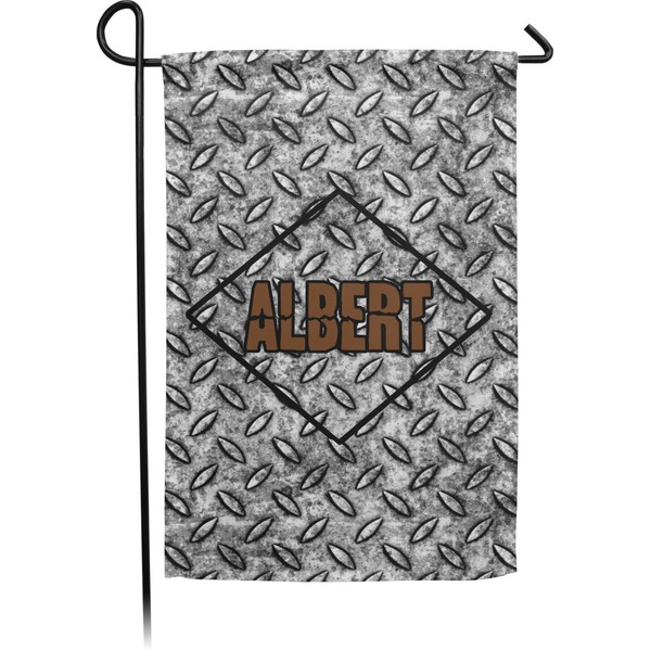 Custom Diamond Plate Small Garden Flag - Double Sided w/ Name or Text