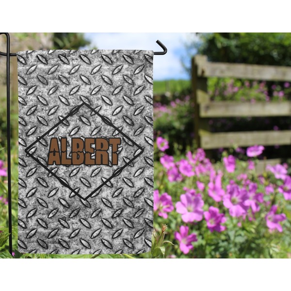 Diamond Plate Garden Flag - Outside In Flowers
