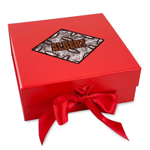 Custom Diamond Plate Gift Box with Magnetic Lid - Red (Personalized)