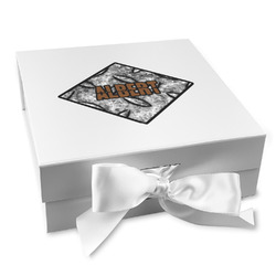 Diamond Plate Gift Box with Magnetic Lid - White (Personalized)