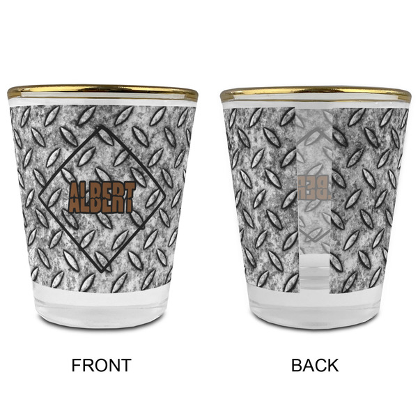 Diamond Plate Glass Shot Glass - with gold rim - APPROVAL