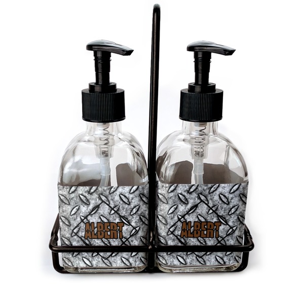 Custom Diamond Plate Glass Soap & Lotion Bottles (Personalized)