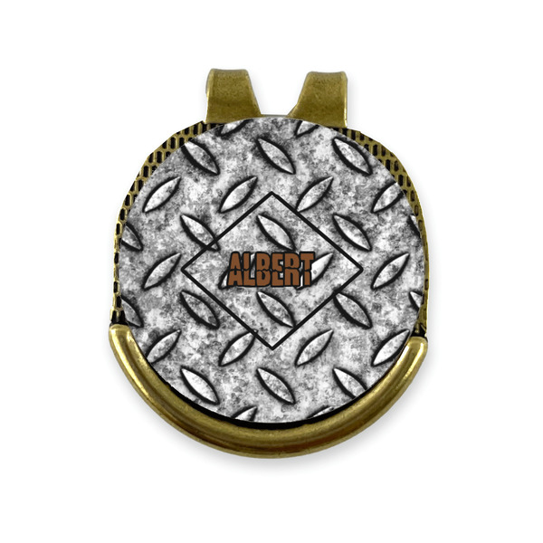 Custom Diamond Plate Golf Ball Marker - Hat Clip - Gold