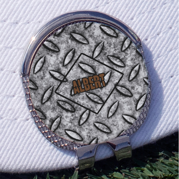 Custom Diamond Plate Golf Ball Marker - Hat Clip