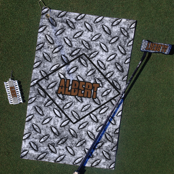 Custom Diamond Plate Golf Towel Gift Set (Personalized)