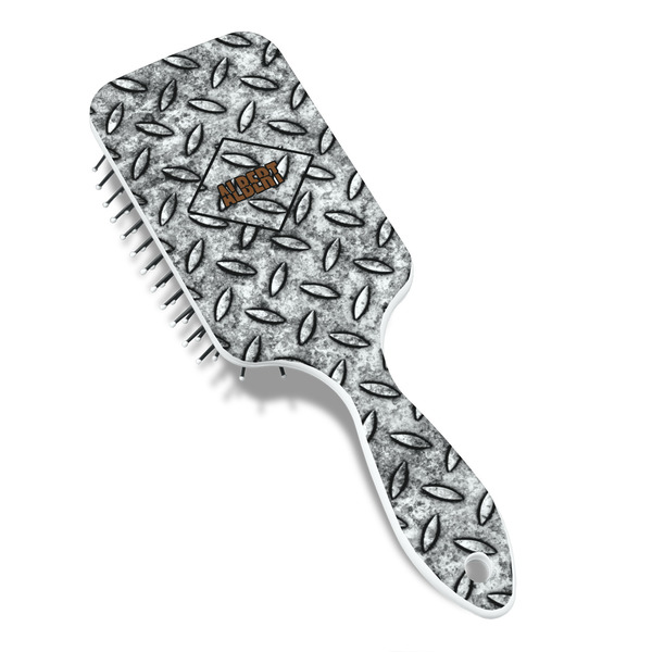 Diamond Plate Hair Brush - Angle View