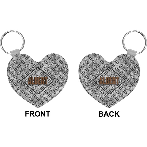 Diamond Plate Heart Keychain (Front + Back)