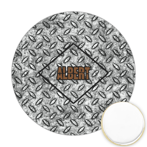 Custom Diamond Plate Printed Cookie Topper - Round (Personalized)