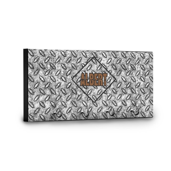 Diamond Plate Key Hanger - Front View with Hooks