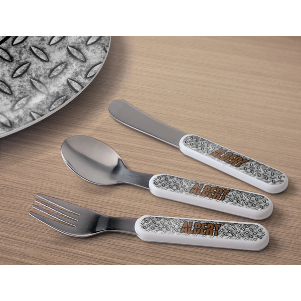 Diamond Plate Kids Flatware w/ Plate