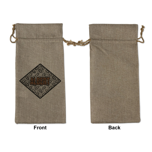 Diamond Plate Large Burlap Gift Bags - Front Approval