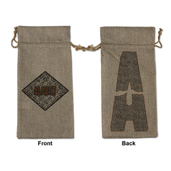 Diamond Plate Large Burlap Gift Bag - Front & Back (Personalized)