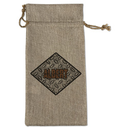 Diamond Plate Large Burlap Gift Bag - Front (Personalized)