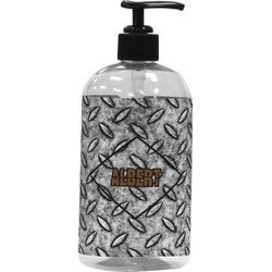Diamond Plate Plastic Soap / Lotion Dispenser (16 oz - Large - Black) (Personalized)