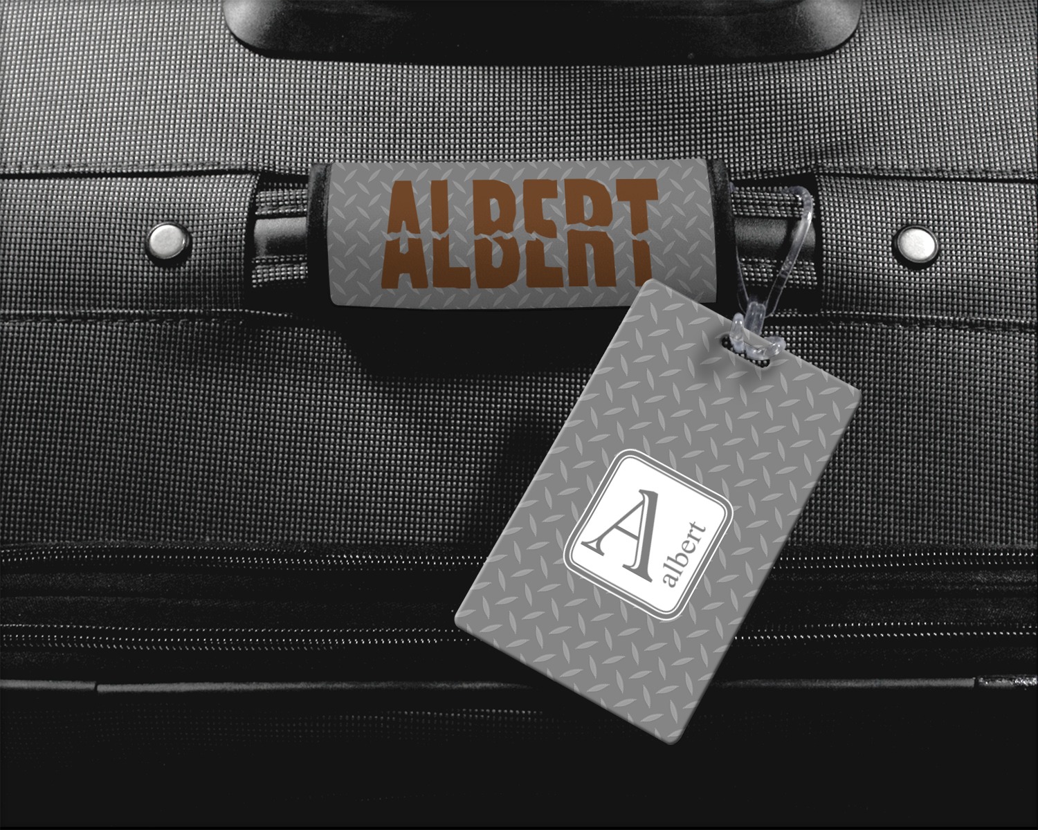 Diamond Plate Square Luggage Tag (Personalized) YouCustomizeIt